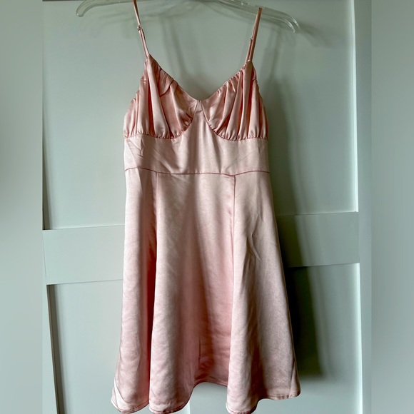 NWT LULUS SHORT SATIN DRESS WITH ADJUSTABLE STRAPS - Picture 1 of 5